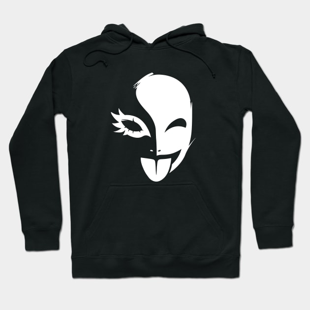 Funny Mask - White Hoodie by Darasuum